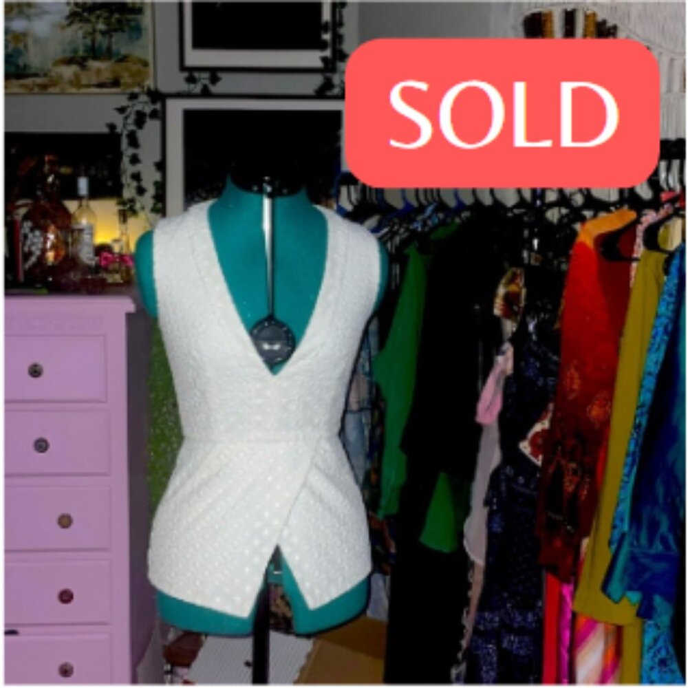 Nicholas White Size 4 Crochet Sleeveless Top